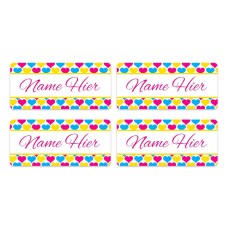Hearts Rectangle Name Labels - German