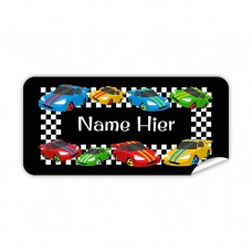 Race Cars Rectangle Name Label