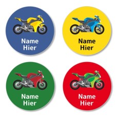 DE - Motorbike Round Name Label