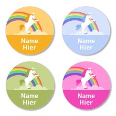 DE - Rainbow Unicorn Round Name Label