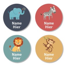 DE - Zoo Animals Round Name Label