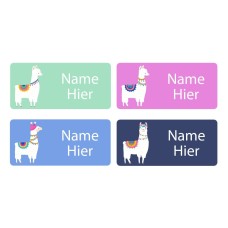 Llama Rectangle Name Labels - German