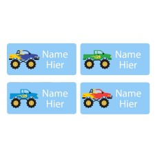 Monster Truck Rectangle Name Labels - German