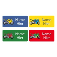 Motorbike Rectangle Name Labels - German