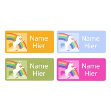 Rainbow Unicorn Rectangle Name Labels - German
