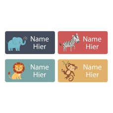 Zoo Animals Rectangle Name Labels - German